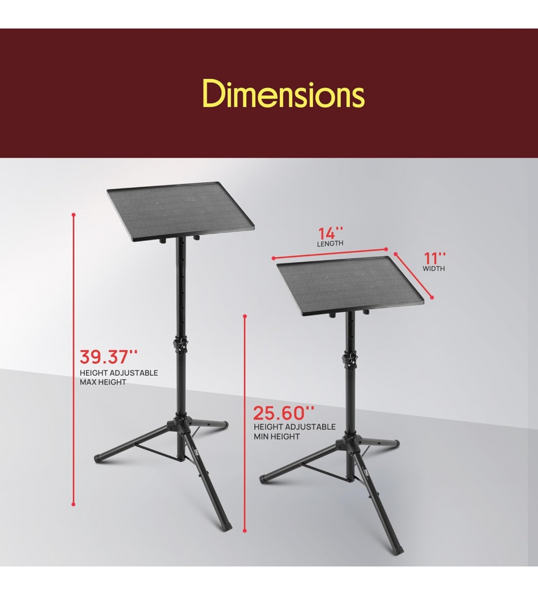 Supporto Notebook da DJ e Proiettore, fino a 89 cm di 35,56 cm x 27,94 cm