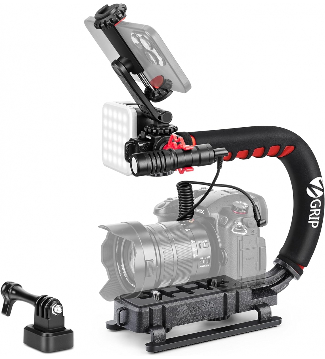 Stabilizzatore per Videocamera, Stabilizzatore Manuale con Luce LED per Video