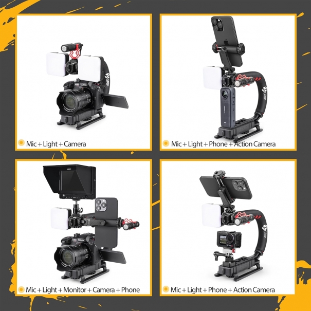 Stabilizzatore per Videocamera, Stabilizzatore Manuale con Luce LED per Video