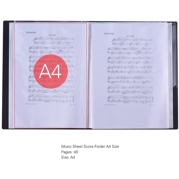 Cartella porta spartiti in formato A4 con 40 tasche Musical