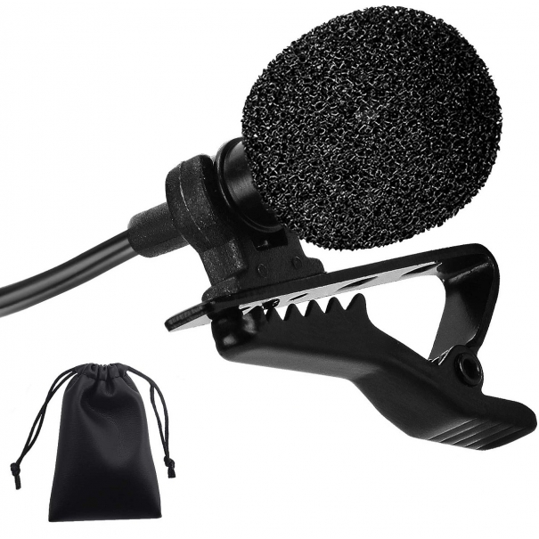 Microfono per Smartphone, Mini Microfono Clip, Microfono a Condensatore Lavalier Risvolto Omnidirezionale 3.5mm