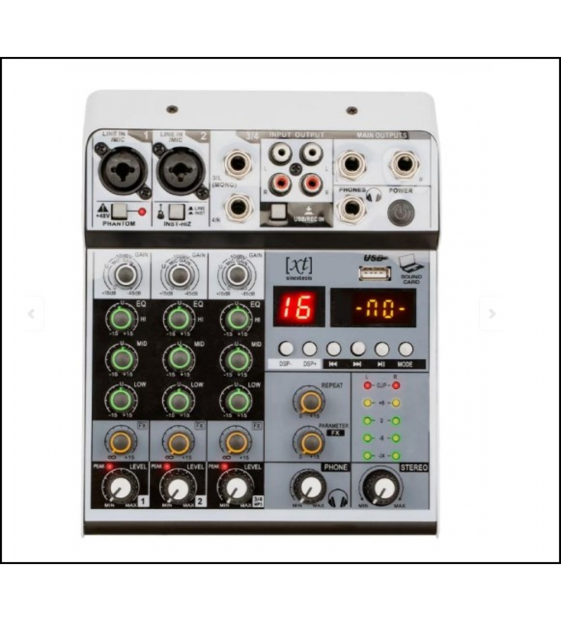 SINEXTESIS Mixer/Scheda Audio 4 canali MP3 USB Bluetooth con DSP 16 effetti 24 bit