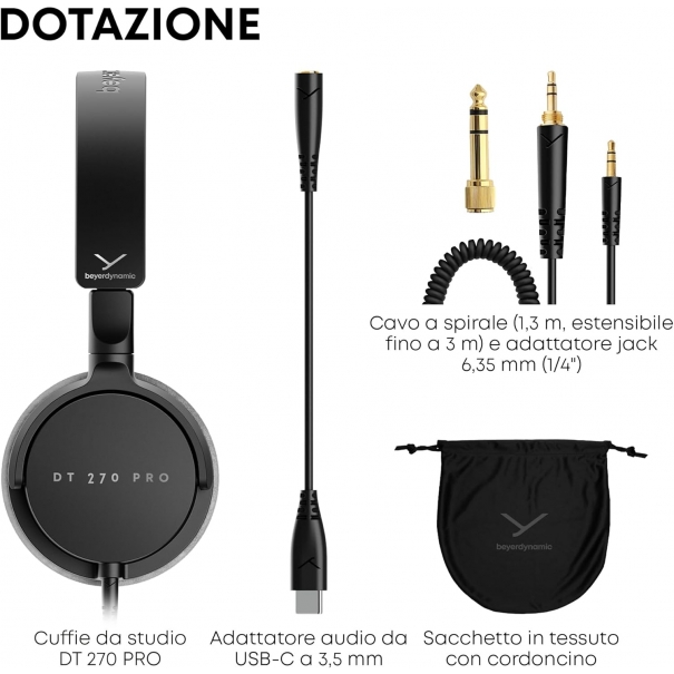 DT 270 PRO Cuffie da studio compatte e circumaurali per registrazione e monitoraggio