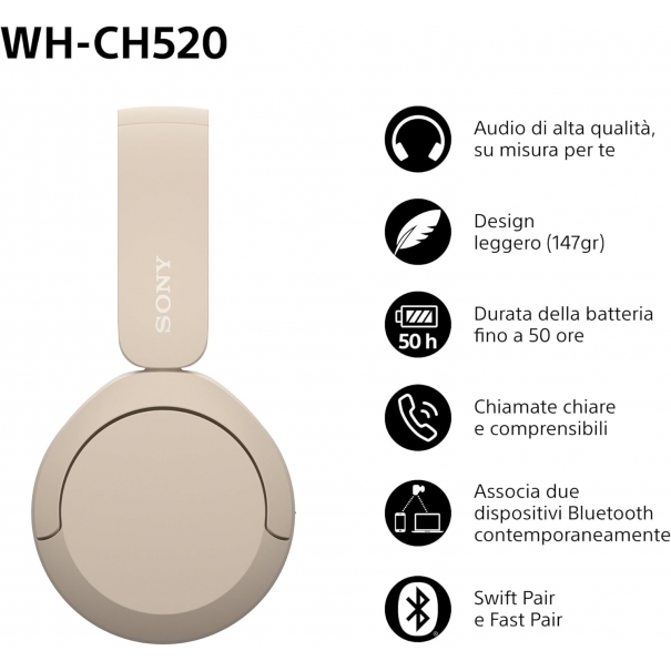 WH-CH520 Cuffie Wireless
