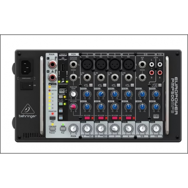 PMP500 MP3 BEHRINGER  MIXER AMPLIFICATO 8 CANALI CON LETTORE MP3 500W