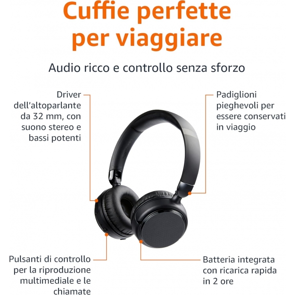 Basics Cuffie Over-Ear Wireless Bluetooth 5.1