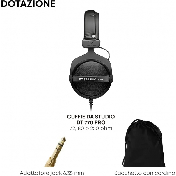 DT 770 PRO 80 Ohm Cuffie da studio over-ear. Design chiuso