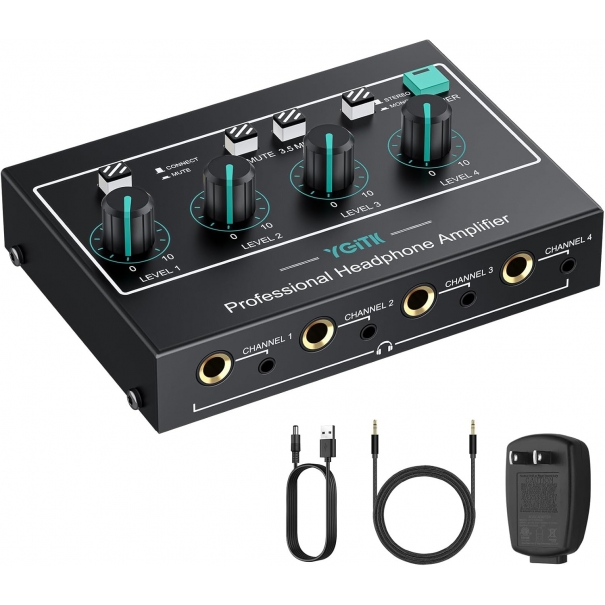 Amplificatore per Cuffie Professionale a 4 Canali