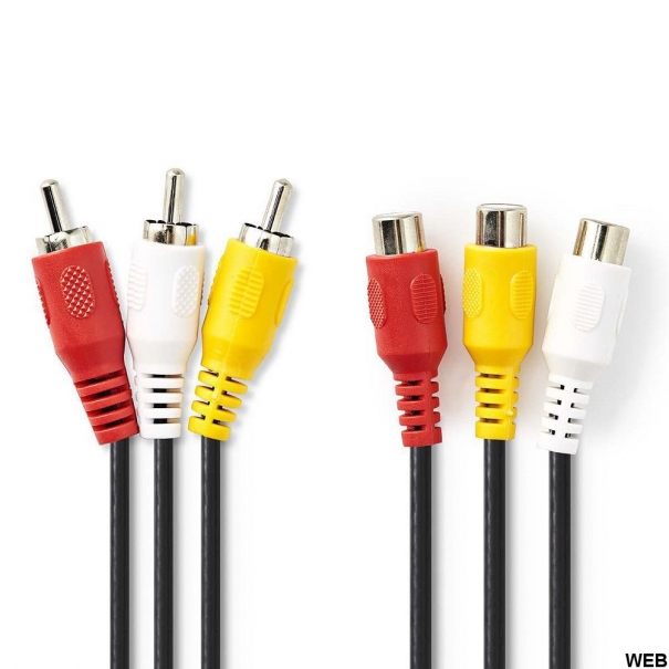 Cavo Video Composito 3x RCA maschio-3x RCA femmina 5m