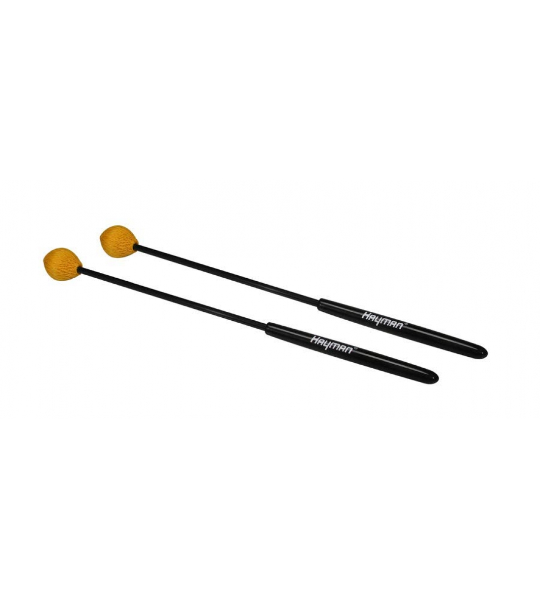 Coppia di mallet per marimba 350mm, manico in fibra di colore nero, testa da 29mm, colore arancione, peso medio