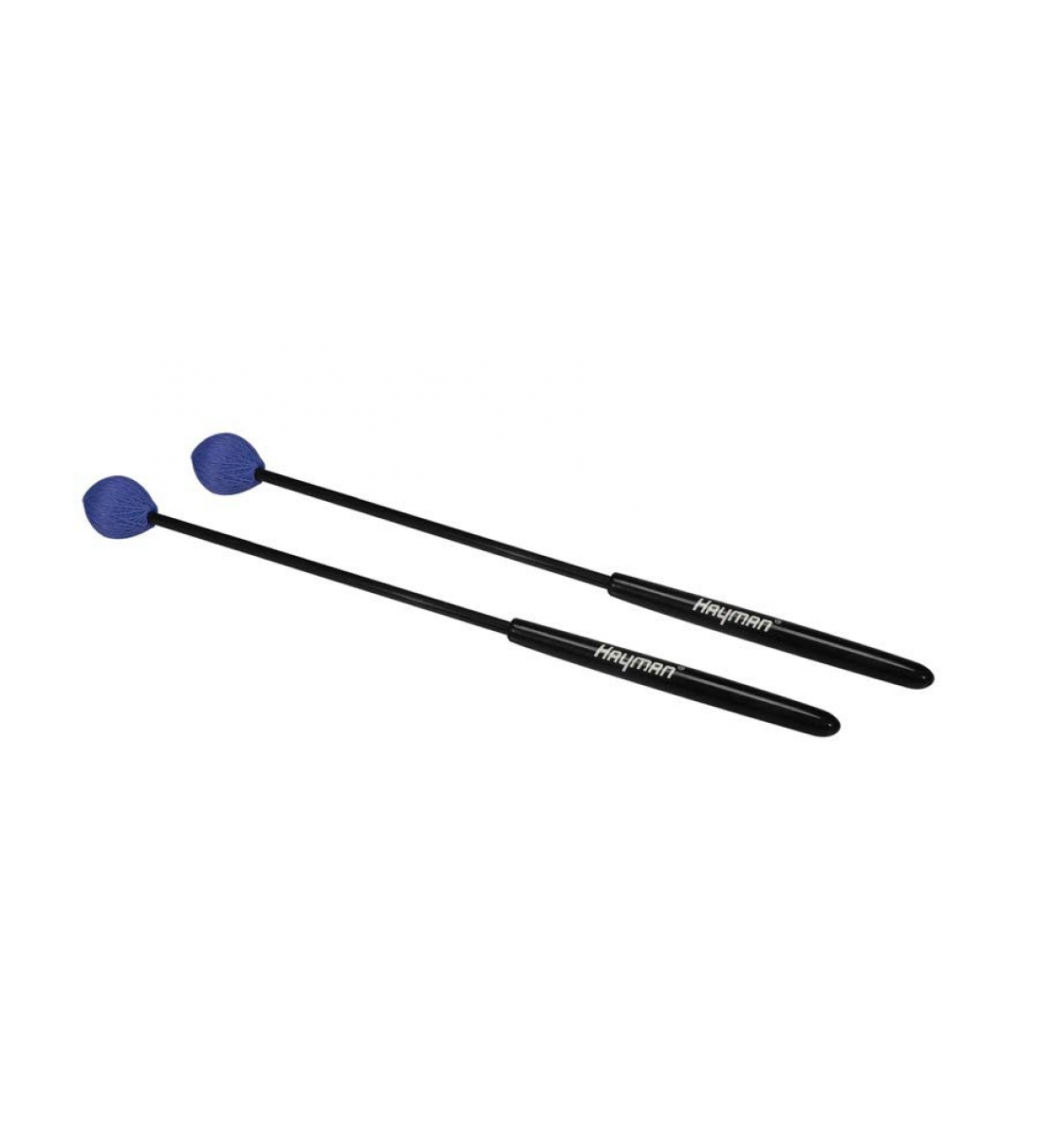 Coppia di mallet per marimba 350mm, manico in fibra di colore nero, testa da 29mm, colore blu, peso duro
