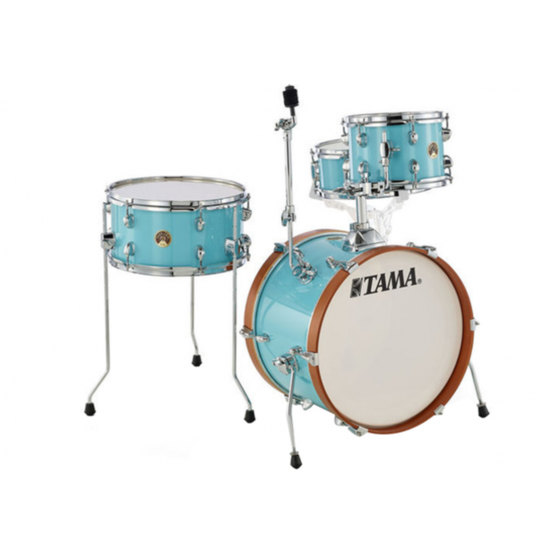 TAMA LJK48S-AQB Club Jam Aqua Blue riprende alcune idee dai kit vintage, come un supporto per piatti montato direttamente