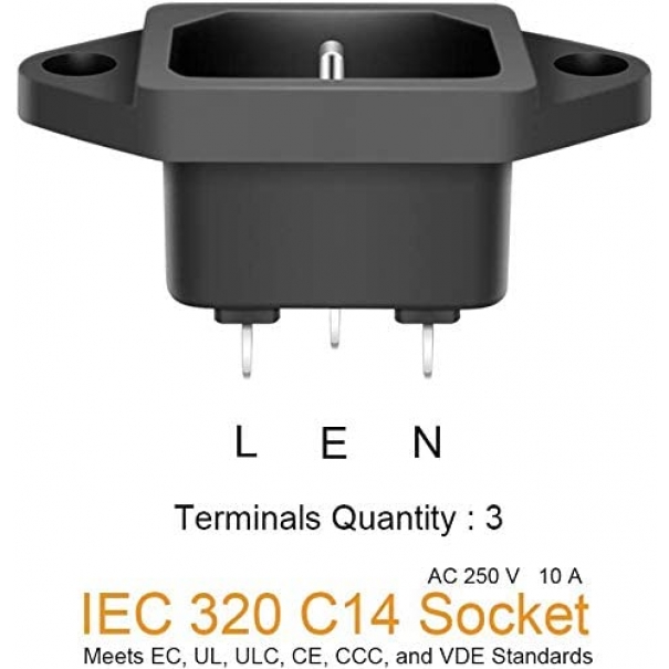 Sustanic Presa IEC 320 C14; Alimentazione (max.): CA 250 V 10 A [IECPCB]
