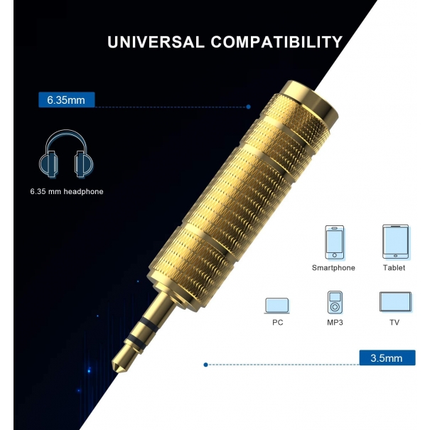 Adattatore per Cuffie Audio Stereo da 3,5 mm maschio a 6,35 mm femmina [B006WB122]