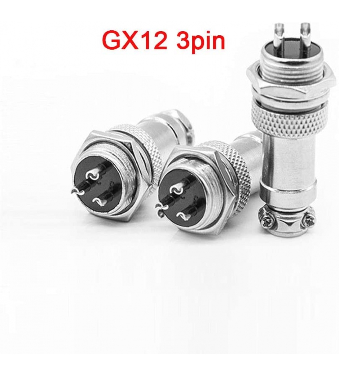 GX12 3-Pin Aviazione Spina Connettore, 5A 12mm Maschio Femmina Metallo Aviazione Spina Connettore [SL1009]