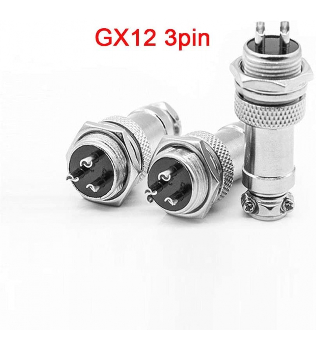 GX12 3-Pin Aviazione Spina Connettore, 5A 12mm Maschio Femmina Metallo Aviazione Spina Connettore