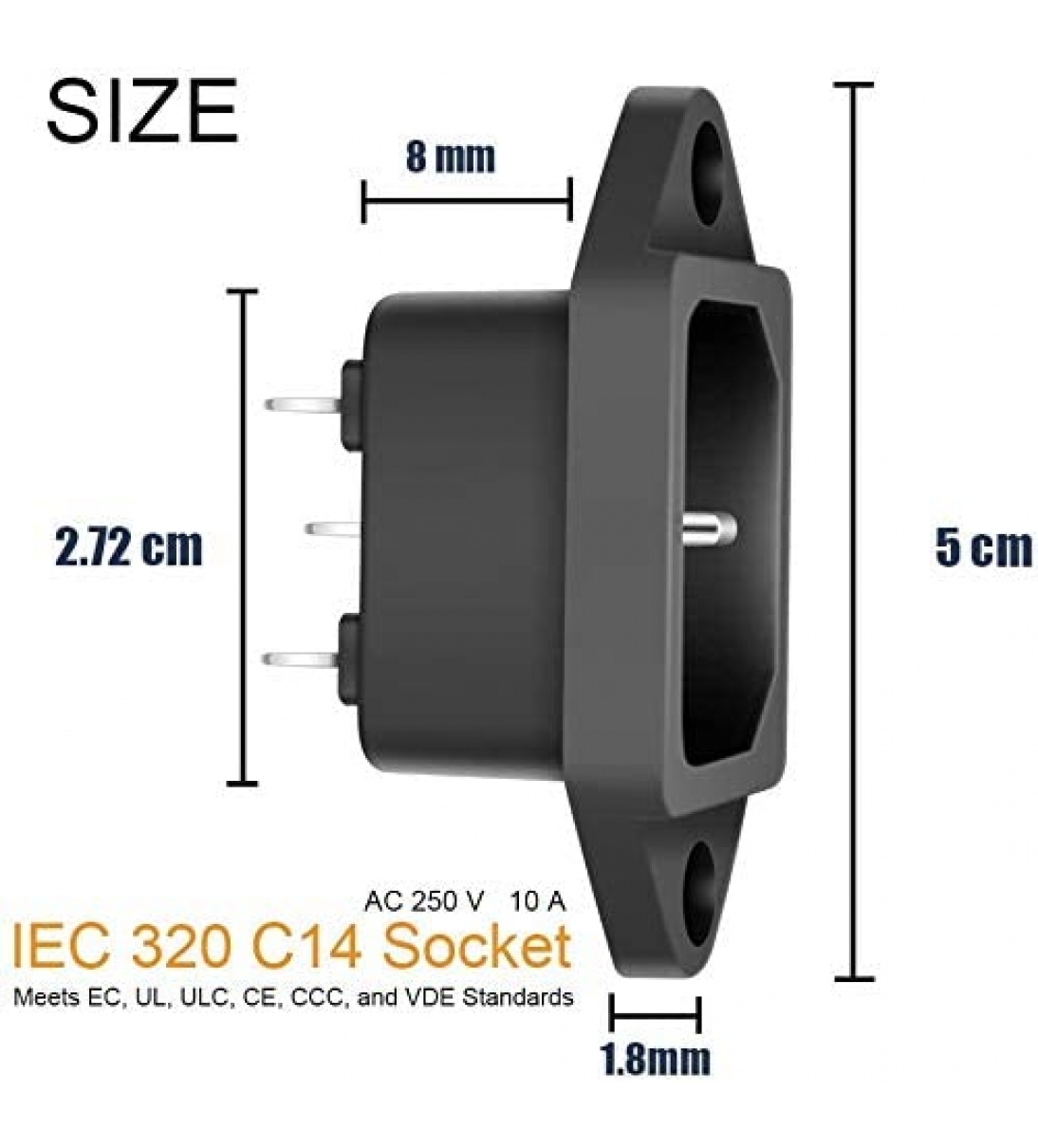 Presa da pannello AC 250V 10A IEC Plug Power ，3 pin IEC Plug Power [SL2000]