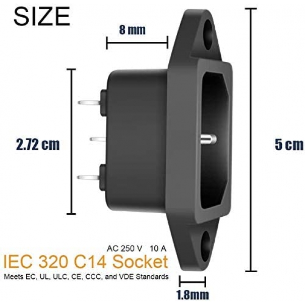 Presa da pannello AC 250V 10A IEC Plug Power ，3 pin IEC Plug Power [SL2000]