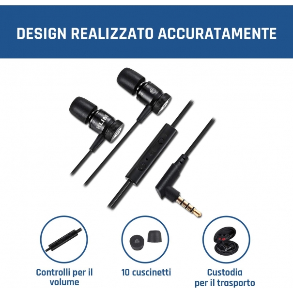 Fusion Auricolari con Microfono, Audio di Alta qualità, Cuffie di Lunga Durata con Memory Foam